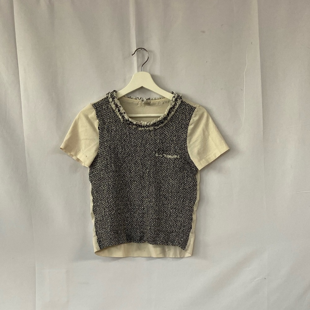 J. Crew Black and White Tweed Top
